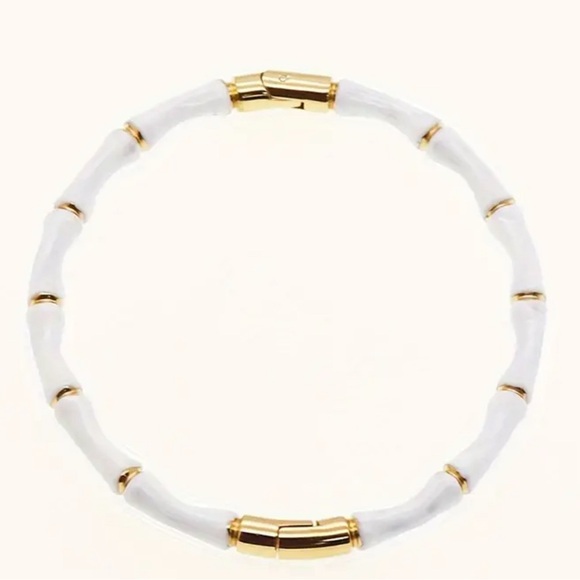 18k gold stainless steel bamboo bracelet - Picture 5 of 5